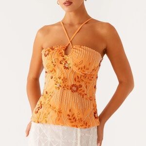 Peppermayo Catalina Sequin Top Orange